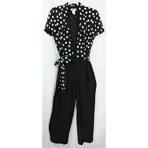 Vintage Taurus II Polka Dot Short Sleeve One Piece Jumpsuit Romper Pants S 1980s